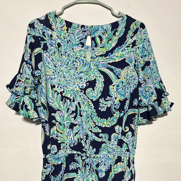 Lilly Pulitzer Lula Romper High Tide Navy Scuba Doo Engineered Shorts Size Small - Picture 12 of 13